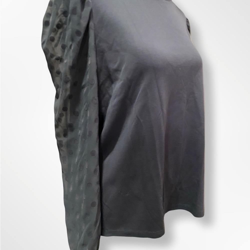 LOFT Blue Boxy Blouse with Puff Sleeves